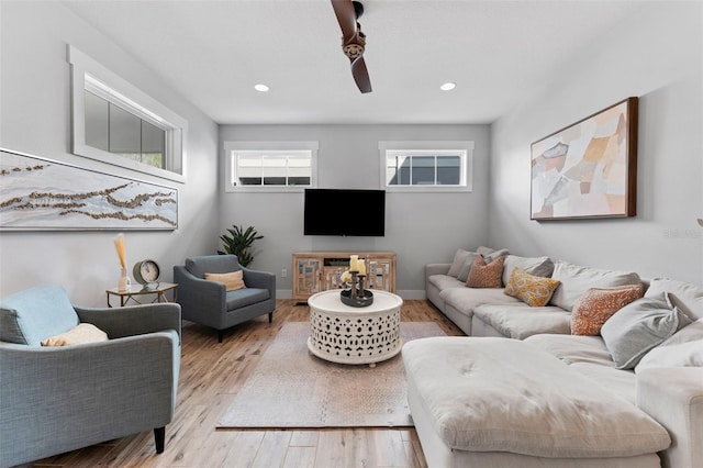 living room featuring light hardwood / wood-style flooring