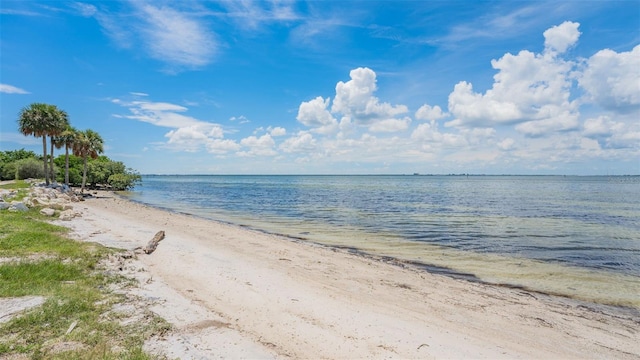 view of water feature featuring a view of the beach