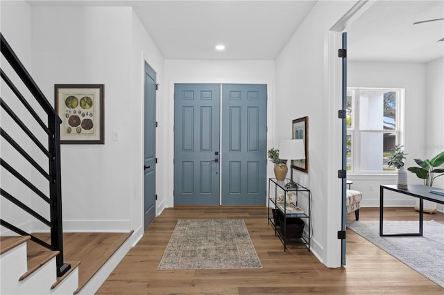 entryway featuring hardwood / wood-style flooring