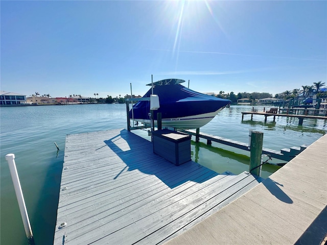 view of dock featuring a water view