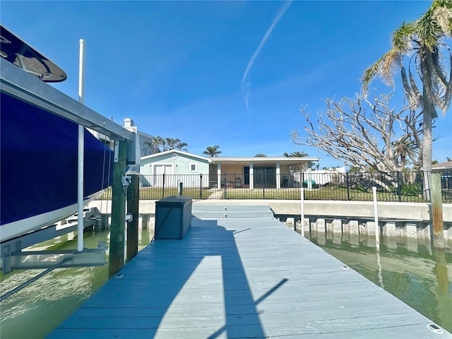 view of dock featuring a water view