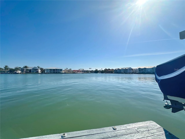 dock area with a water view