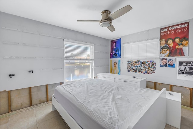 bedroom featuring ceiling fan