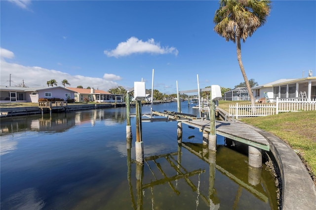 dock area featuring a water view