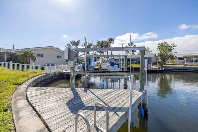 view of dock featuring a water view