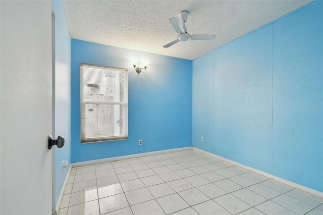 spare room with ceiling fan and a textured ceiling