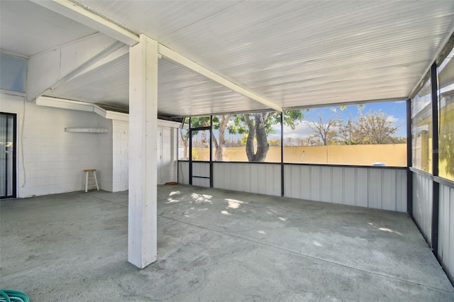 view of unfurnished sunroom