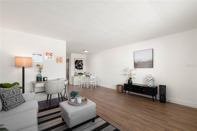 living room featuring dark hardwood / wood-style flooring