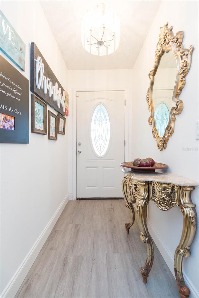 foyer entrance with light wood-type flooring