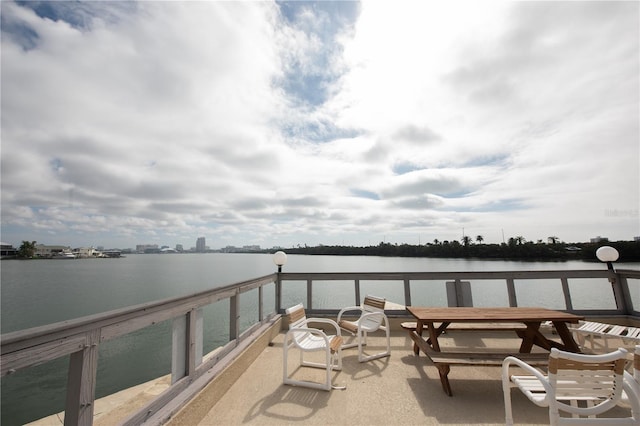 view of dock featuring a water view