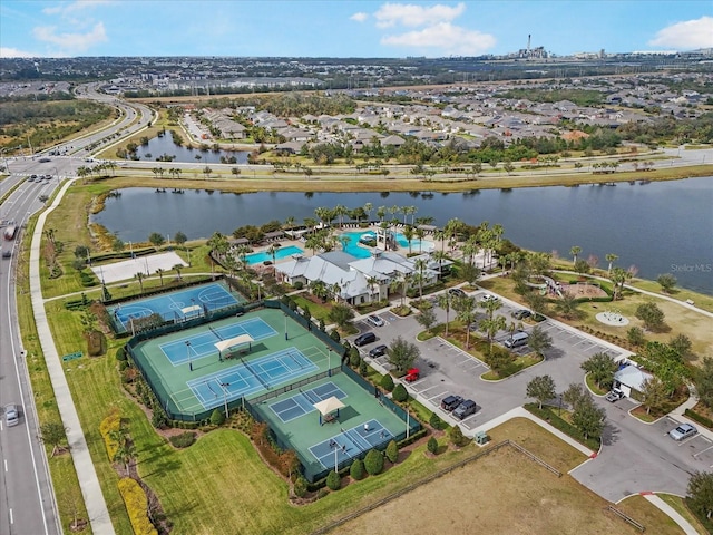 bird's eye view featuring a water view