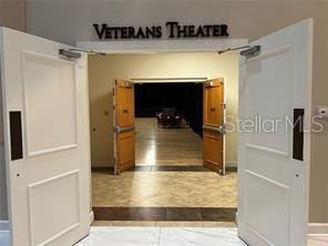 corridor with a barn door