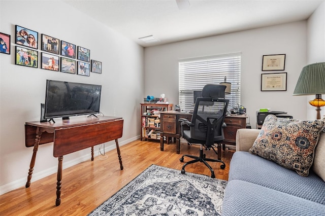 office space featuring wood-type flooring