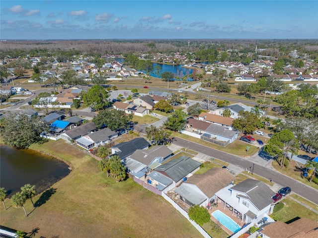 bird's eye view featuring a water view