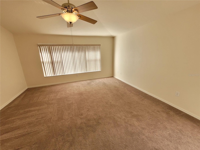 empty room with carpet floors and ceiling fan