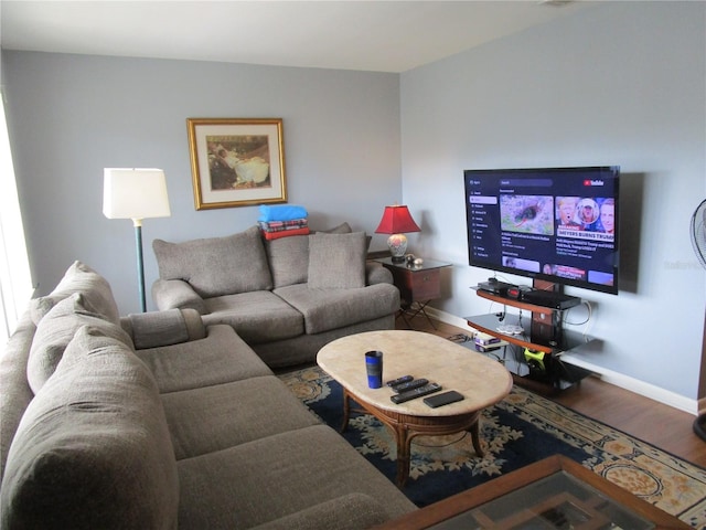 living room with hardwood / wood-style floors