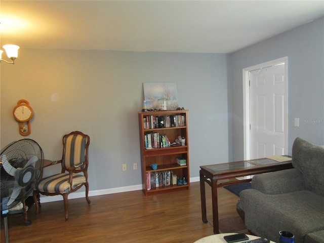 sitting room with dark hardwood / wood-style floors