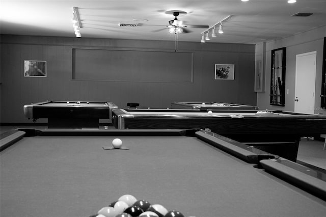 miscellaneous room with rail lighting and pool table