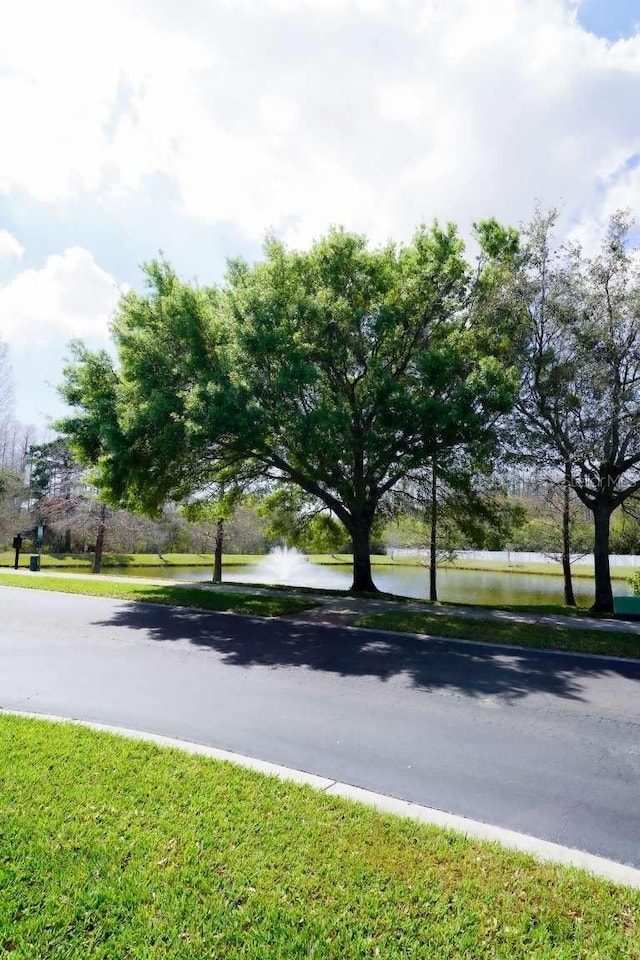 view of road featuring a water view