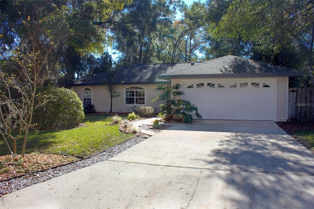 single story home with a garage