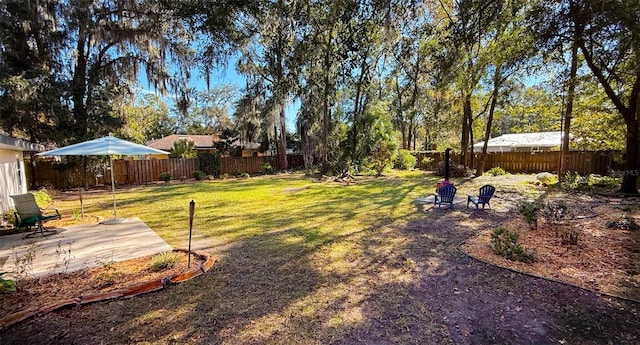 view of yard with a patio