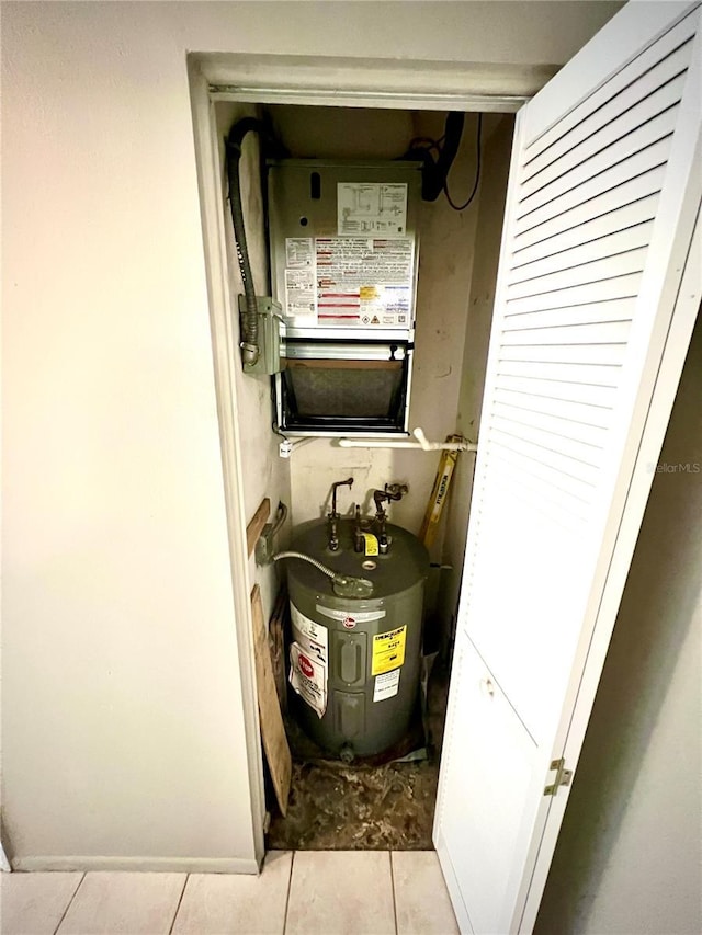 utility room with electric water heater