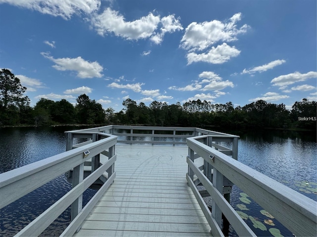 view of dock featuring a water view