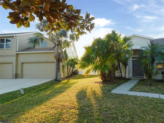 view of yard featuring a garage