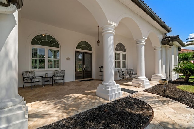 view of patio featuring a porch