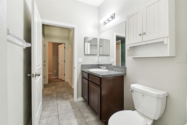 bathroom with tile patterned floors, toilet, and vanity