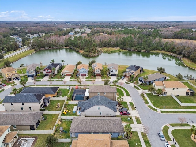 bird's eye view featuring a water view