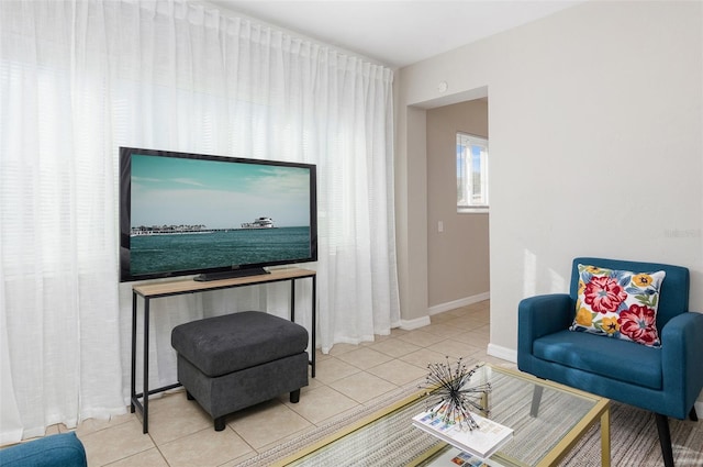 view of tiled living room