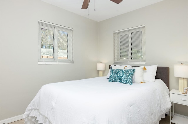 bedroom featuring ceiling fan