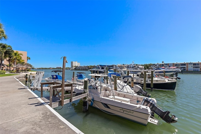 view of dock featuring a water view