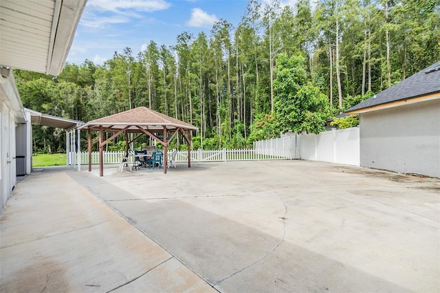 view of patio featuring a gazebo