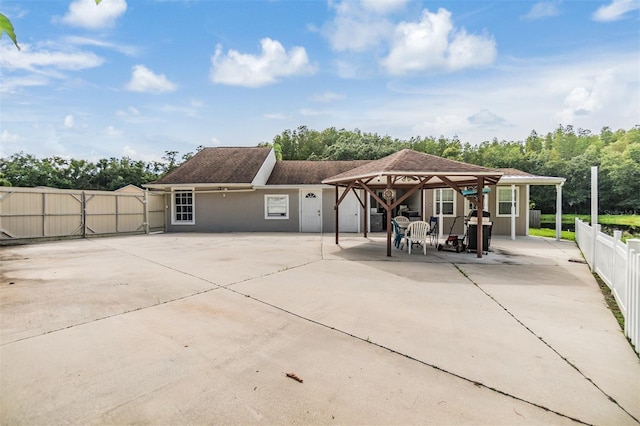 view of patio featuring a gazebo