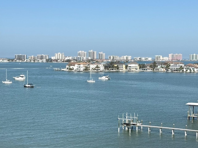 view of water feature featuring a dock