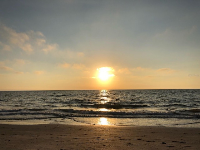 property view of water featuring a beach view