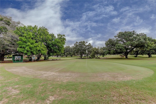 view of community featuring a lawn