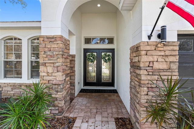 view of exterior entry with french doors