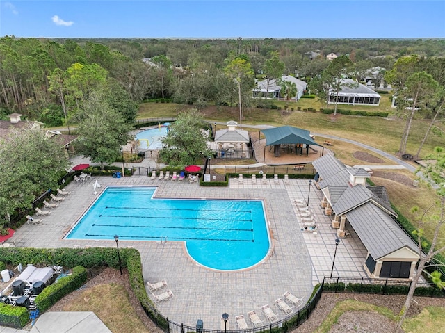 view of pool with a gazebo and a patio