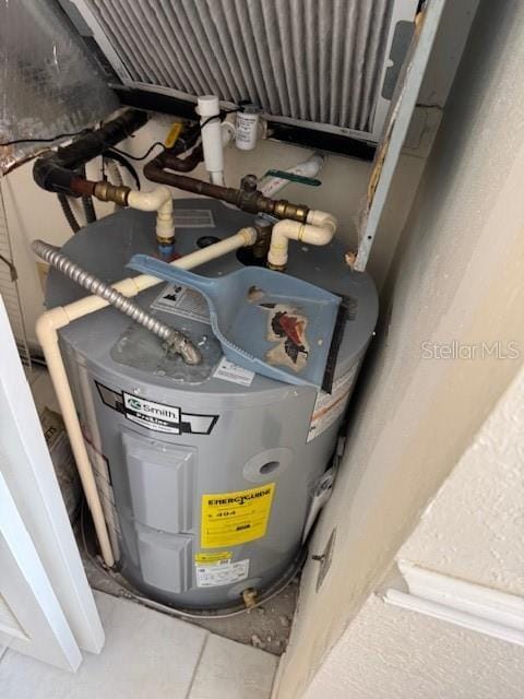 utility room featuring electric water heater