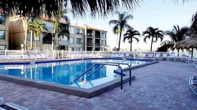 view of swimming pool featuring a patio