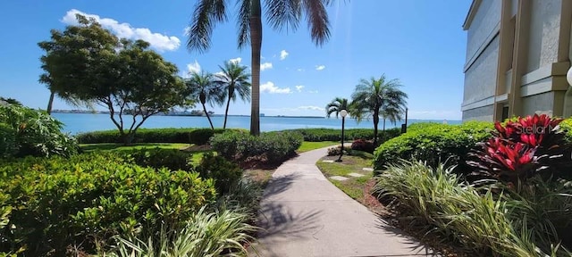 view of property's community with a water view