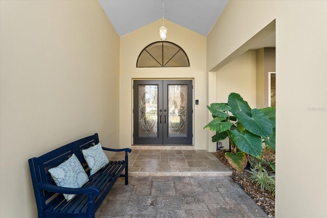 entrance to property featuring french doors