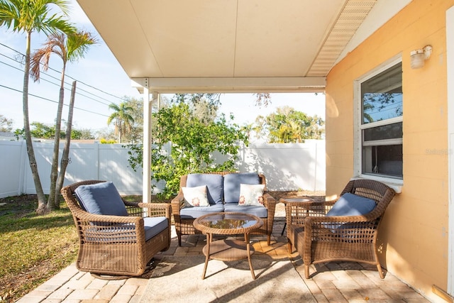 view of patio / terrace featuring an outdoor hangout area