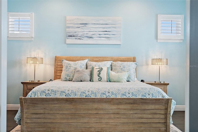 bedroom with wood-type flooring