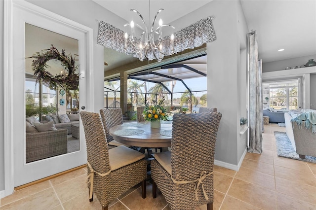 view of tiled dining space