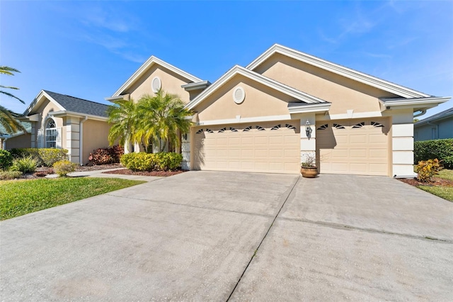 view of front of property with a garage