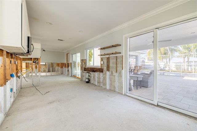 interior space featuring crown molding